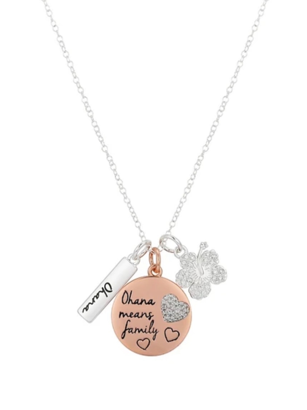 Disney Classics Jewelry | Lilo & Stitch | Ohana & Flower Pendant Necklace